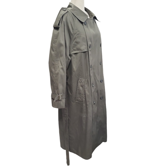 London Fog men's Removable Liner Double Breast Long Brown Trench Coat 42R warm - Picture 2 of 16